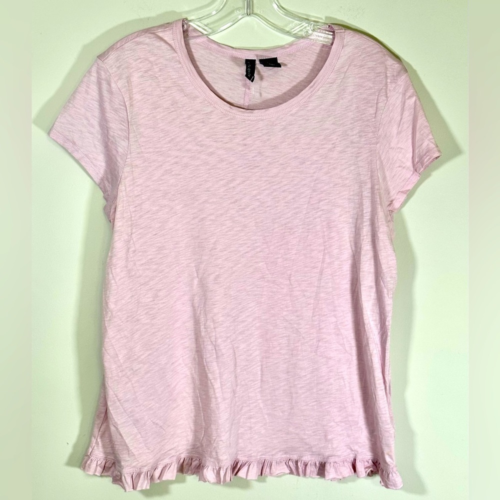 Basic  Crew Neck Tee w/ Ruffled Bottom Hem